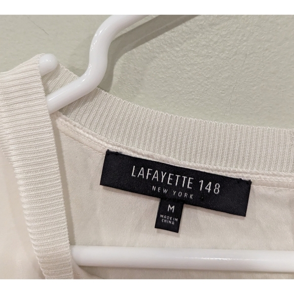 Lafayette 148 New York Ivory 100% Silk Top Size Medium - Picture 6 of 7